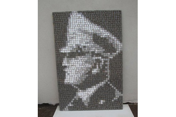 Mosaico duce Benito Mussolini in pietre naturali e ceramica